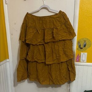 Universal Thread Ruffled Mustard Midi Skirt